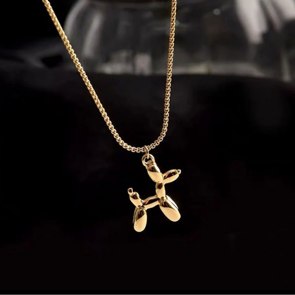 NEW Dog Balloon Gold Plated Pendant Necklace 17.5”-19.5”